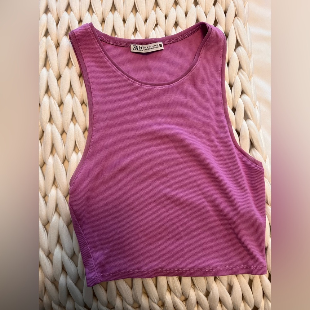 Zara Purple Ribbed Tank Top